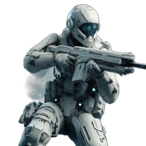 robot, weapon, concept art, 3d render transparent PNG cut-out