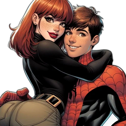 comic book art, mary, jane, watson transparent PNG cut-out