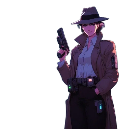 jacket, staff, weapon, hat transparent PNG cut-out