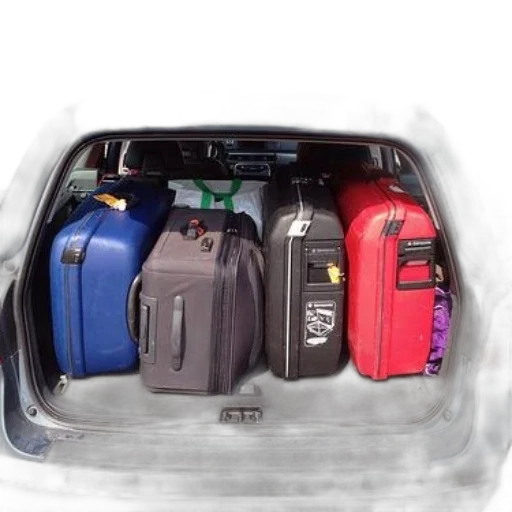car, trunk, filled, various transparent PNG cut-out