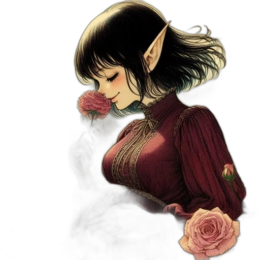 flower, dress, dragon, face transparent PNG cut-out