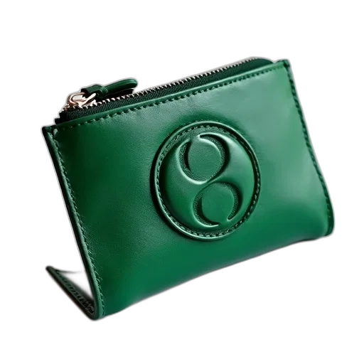 green, leather, wallet, silver transparent PNG cut-out