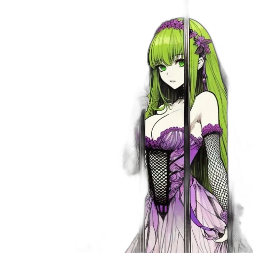 dress, staff, flower, mask transparent PNG cut-out