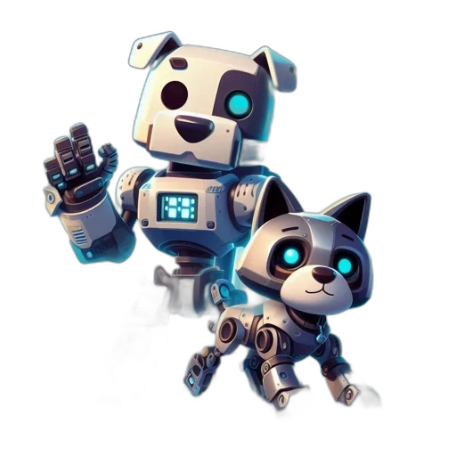 robot, concept art, 3d render, pixel art transparent PNG cut-out