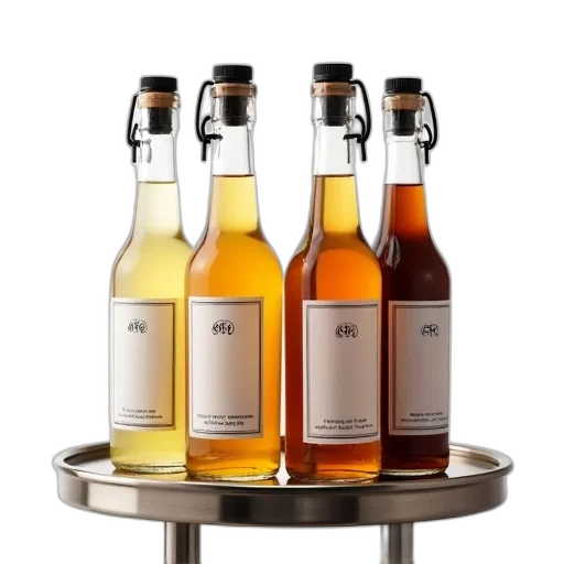 bottle, 3d render, set, four transparent PNG cut-out