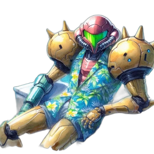 robot, weapon, concept art, vaporwave transparent PNG cut-out