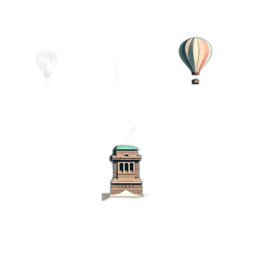 umbrella, building, pixel art, 3d render transparent PNG cut-out