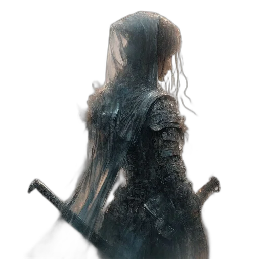 sword, weapon, hair, dress transparent PNG cut-out