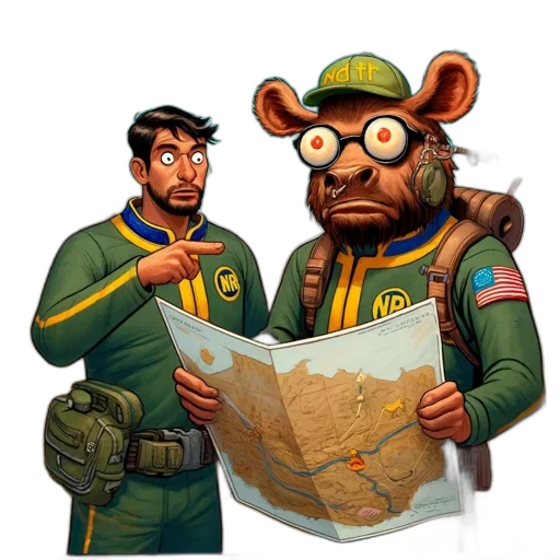 jacket, staff, concept art, comic book art transparent PNG cut-out