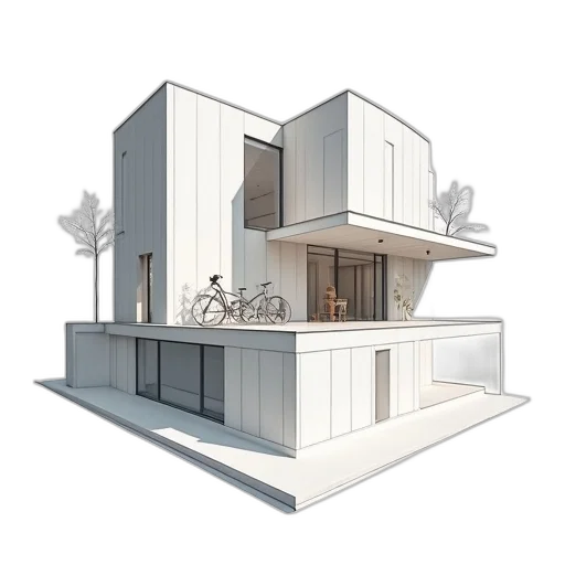 building, 3d render, concept art, photorealistic transparent PNG cut-out
