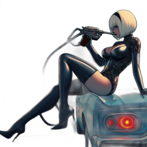 robot, car, weapon, cyberpunk transparent PNG cut-out