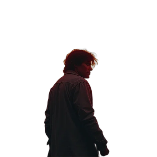 jacket, staff, face, hair transparent PNG cut-out