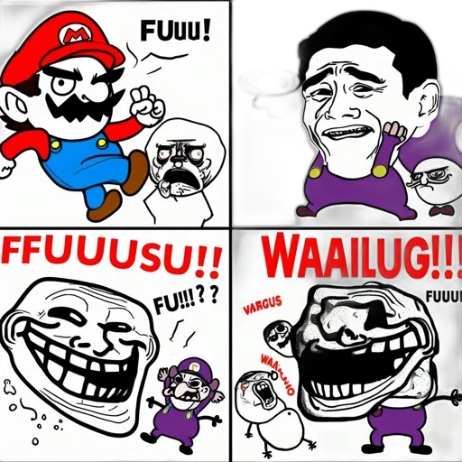 comic book art, cartoon, mario, waluigi transparent PNG cut-out