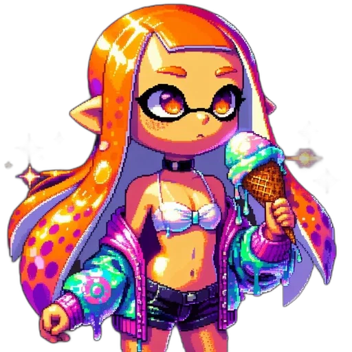 weapon, staff, vaporwave, pixel art transparent PNG cut-out