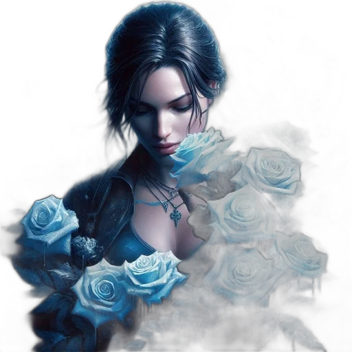 dress, flower, jewelry, face transparent PNG cut-out