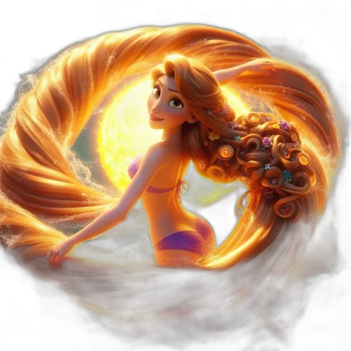 hair, fantasy art, concept art, photorealistic transparent PNG cut-out