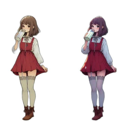 dress, anime, concept art, pixel art transparent PNG cut-out