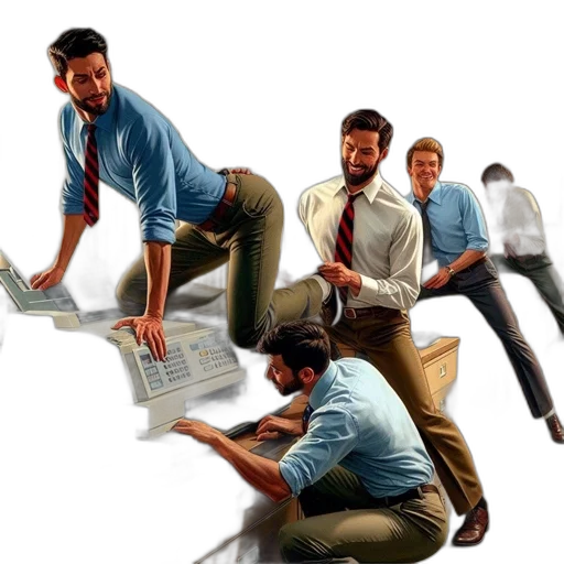 concept art, 3d render, group, men transparent PNG cut-out