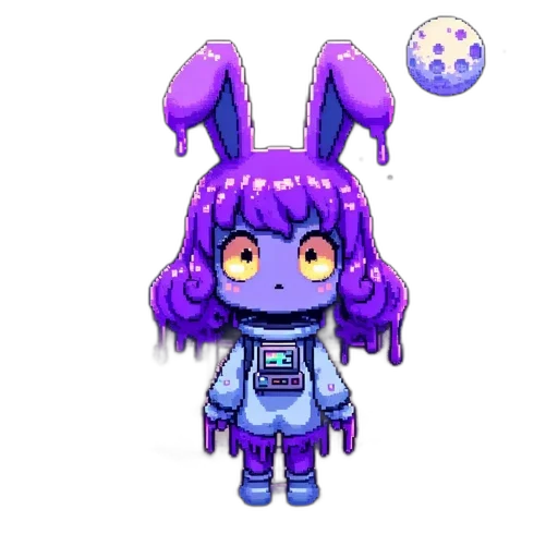 creature, robot, staff, pixel art transparent PNG cut-out