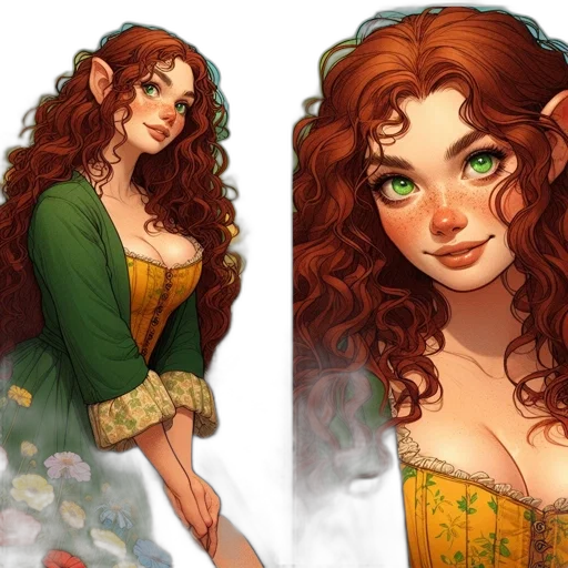 dress, fantasy art, concept art, comic book art transparent PNG cut-out