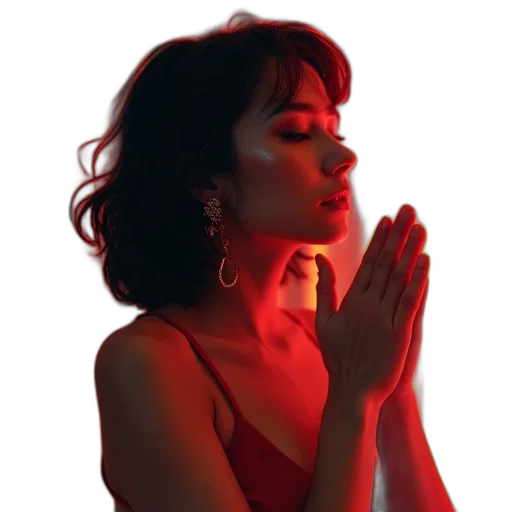 jewelry, neon lights, red, girl transparent PNG cut-out