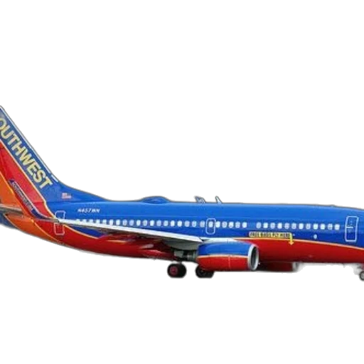 3d render, southwest, airlines, plane transparent PNG cut-out