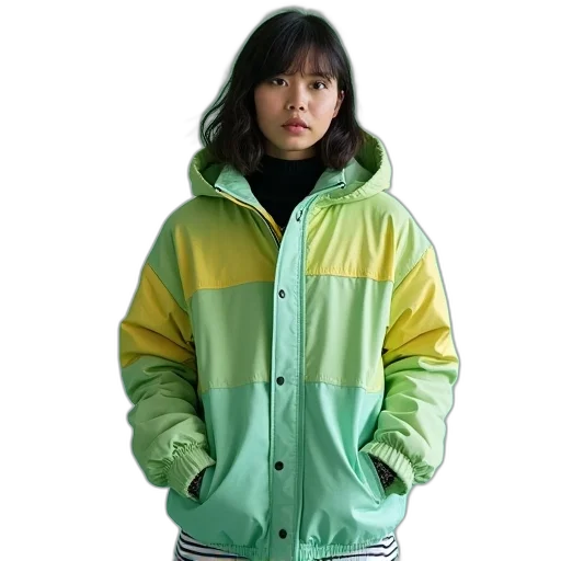 jacket, cyberpunk, vaporwave, green transparent PNG cut-out