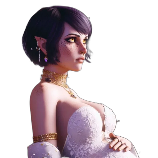 dress, jewelry, crown, face transparent PNG cut-out