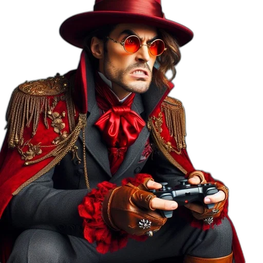 jacket, hat, staff, weapon transparent PNG cut-out