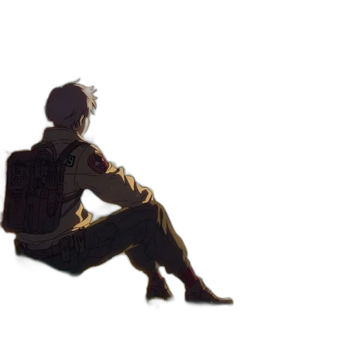 jacket, robot, staff, creature transparent PNG cut-out