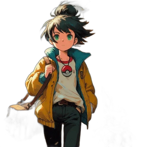 jacket, staff, weapon, face transparent PNG cut-out