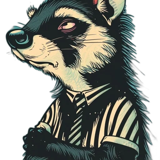 jacket, staff, animal, comic book art transparent PNG cut-out