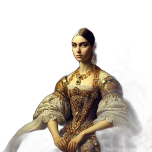 dress, crown, jewelry, staff transparent PNG cut-out