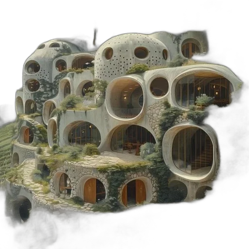 building, concept art, 3d render, fantasy art transparent PNG cut-out
