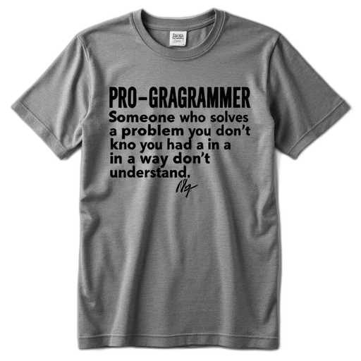 gray, t-shirt, phrase, pro-grammer transparent PNG cut-out