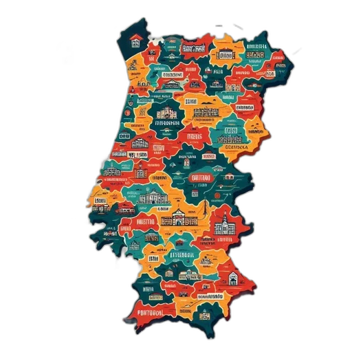 colored, map, portugal, labeled transparent PNG cut-out
