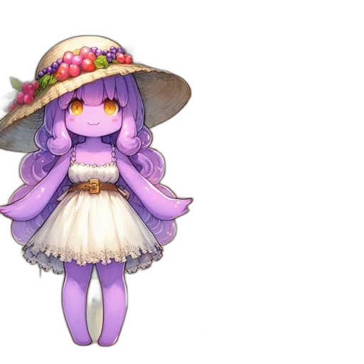 hat, dress, staff, flower transparent PNG cut-out