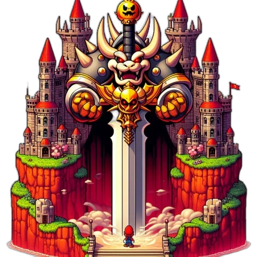 crown, staff, sword, pixel art transparent PNG cut-out