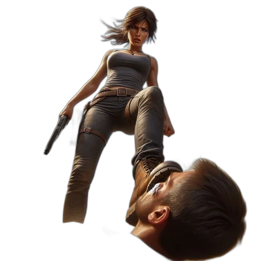 weapon, face, jacket, staff transparent PNG cut-out