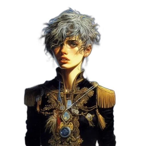 face, jacket, staff, crown transparent PNG cut-out
