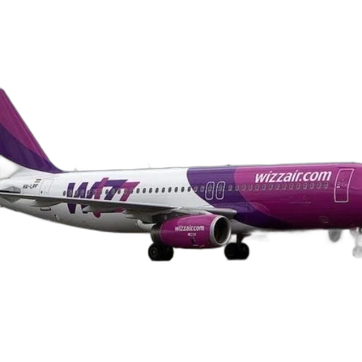 wizz, air, airplane, purple transparent PNG cut-out