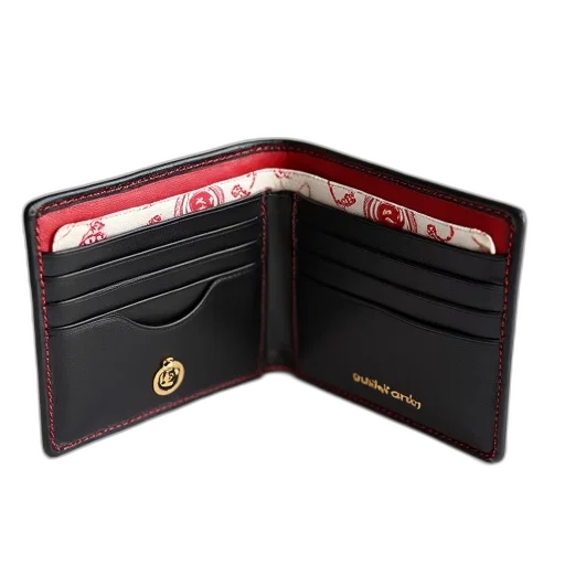 black, leather, wallet, red transparent PNG cut-out