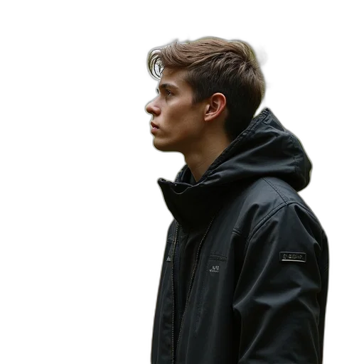 jacket, face, staff, hair transparent PNG cut-out