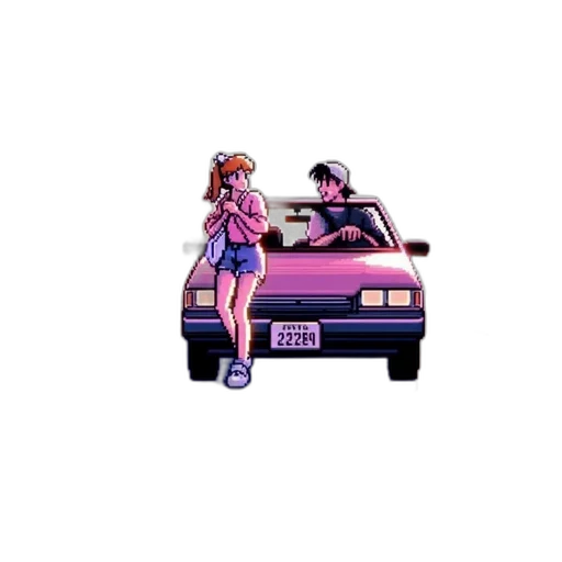 car, jacket, weapon, vaporwave transparent PNG cut-out