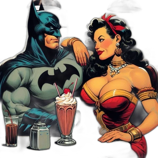 comic book art, concept art, batman, woman transparent PNG cut-out