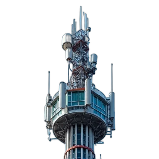 building, robot, staff, cyberpunk transparent PNG cut-out