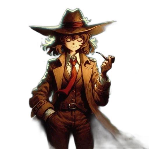 staff, hat, jacket, weapon transparent PNG cut-out