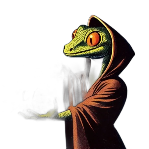 dragon, staff, jacket, mask transparent PNG cut-out