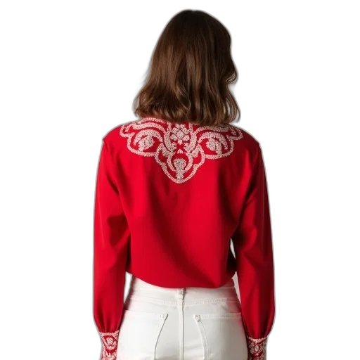 jacket, red, woman, wearing transparent PNG cut-out