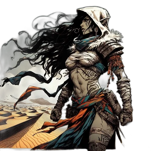 comic book art, concept art, fantasy art, female transparent PNG cut-out